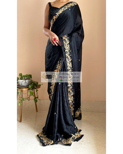 Black Resham Saree - kreationbykj