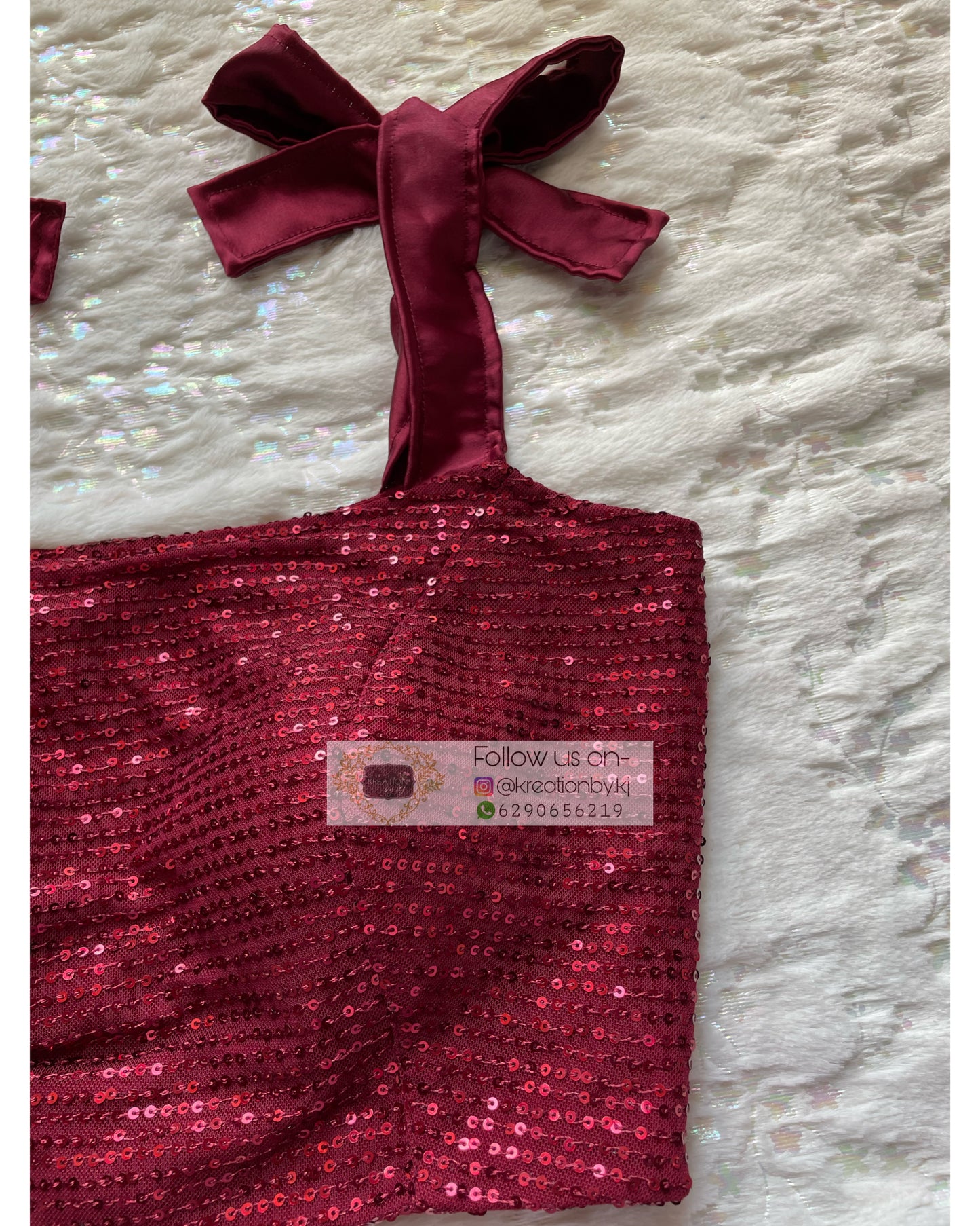 Alicia Maroon Sequins Crop Top - kreationbykj