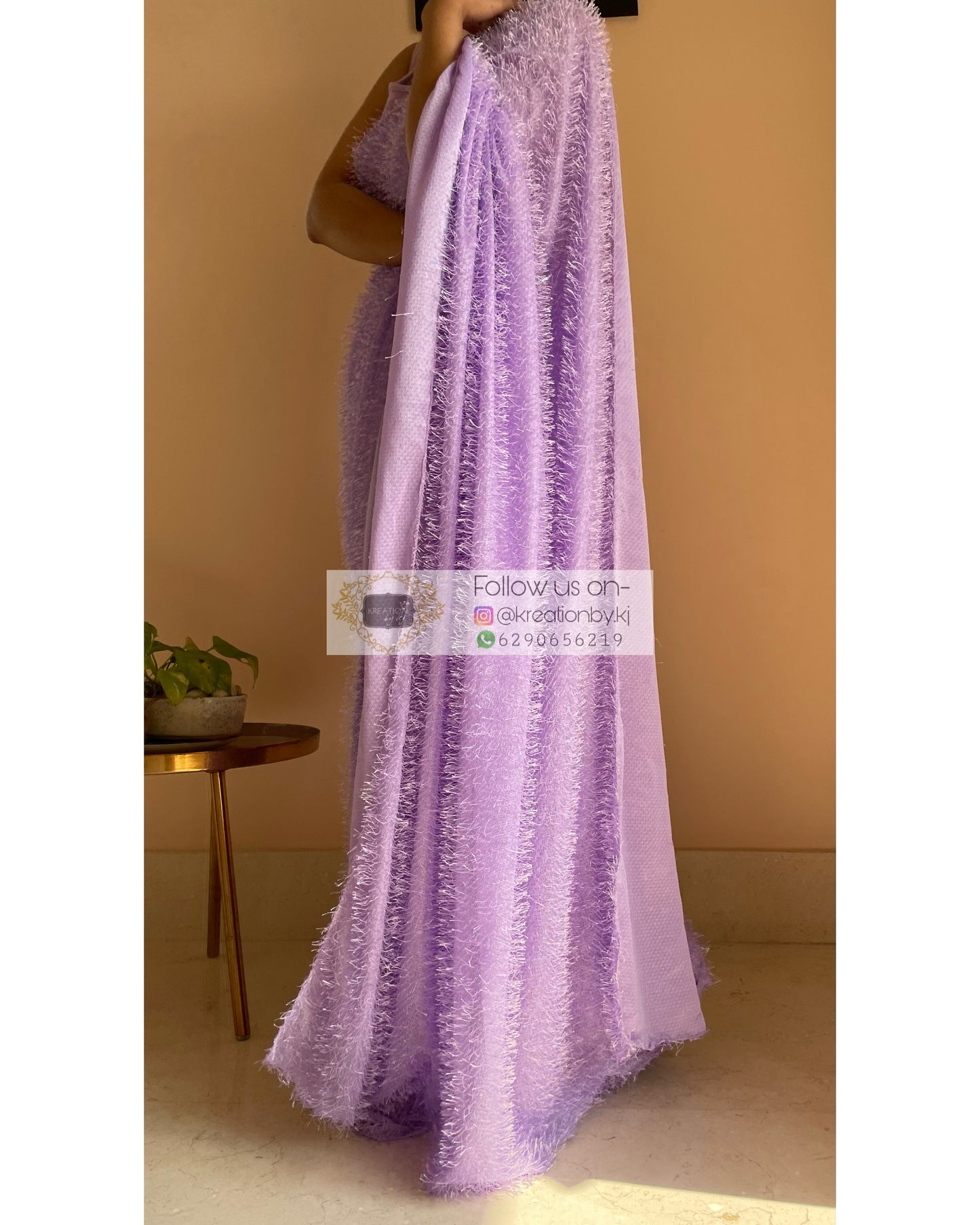 Lavender Liza Fur Saree - kreationbykj