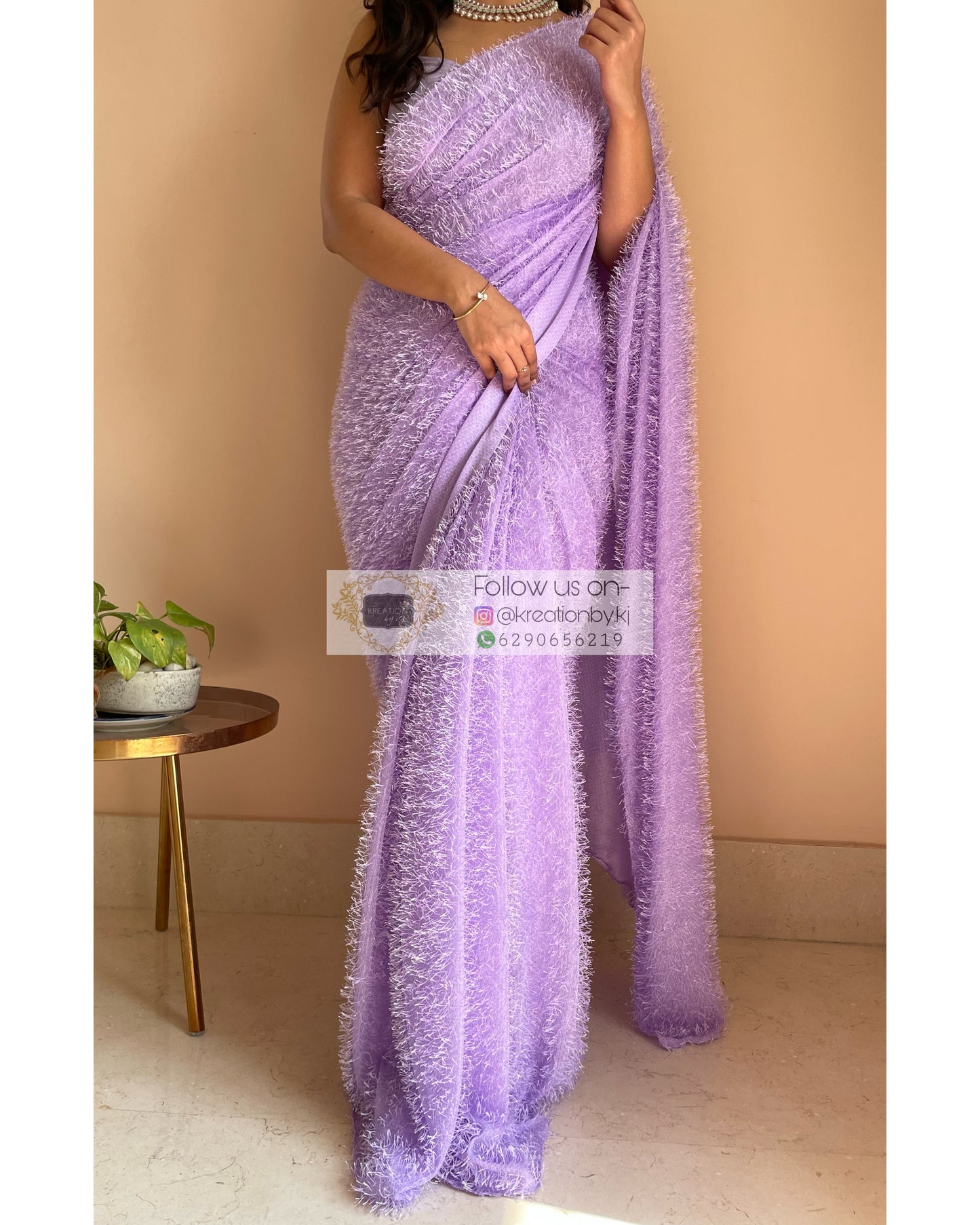 Lavender Liza Fur Saree - kreationbykj