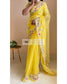 Yellow Organza Saree with Heavy Blouse - kreationbykj