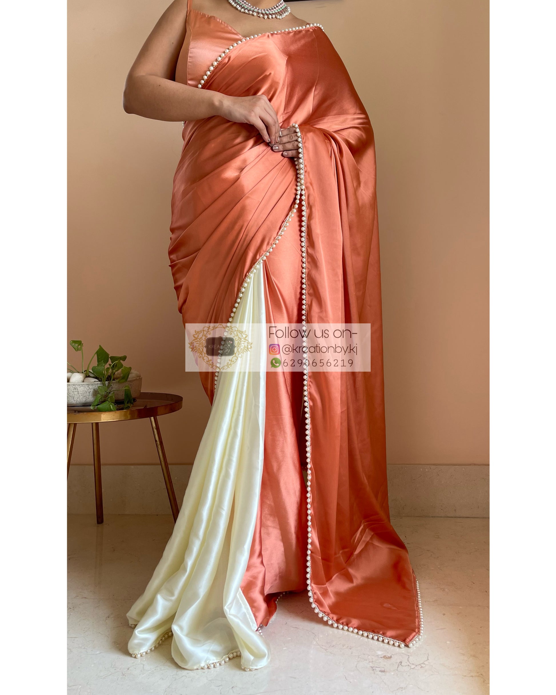 Buy Peach Party Wear Heavy Designer Satin Silk Saree | Designer Sarees