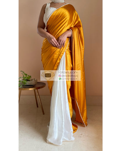 Sunny Side up Two in One Satin Saree - kreationbykj