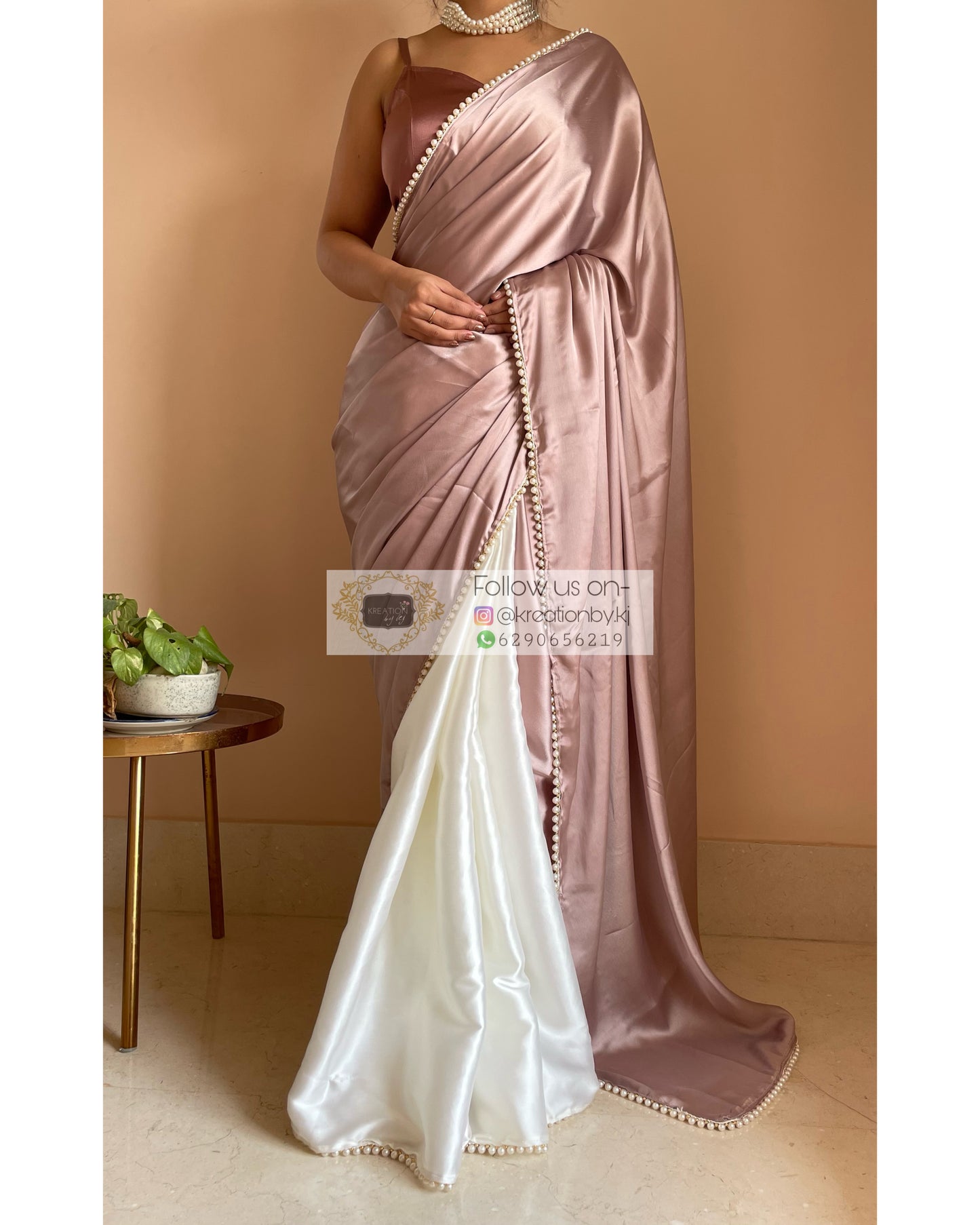 Lilac Rhapsody Two in One Satin Saree - kreationbykj