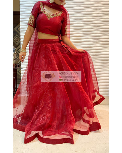 Red Noor Lehenga - kreationbykj