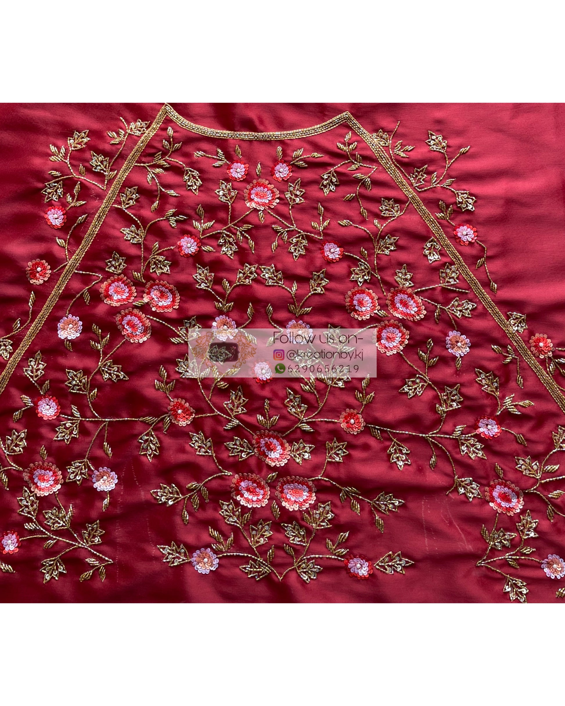 Remember the Roses Red Glass Tissue Saree - kreationbykj