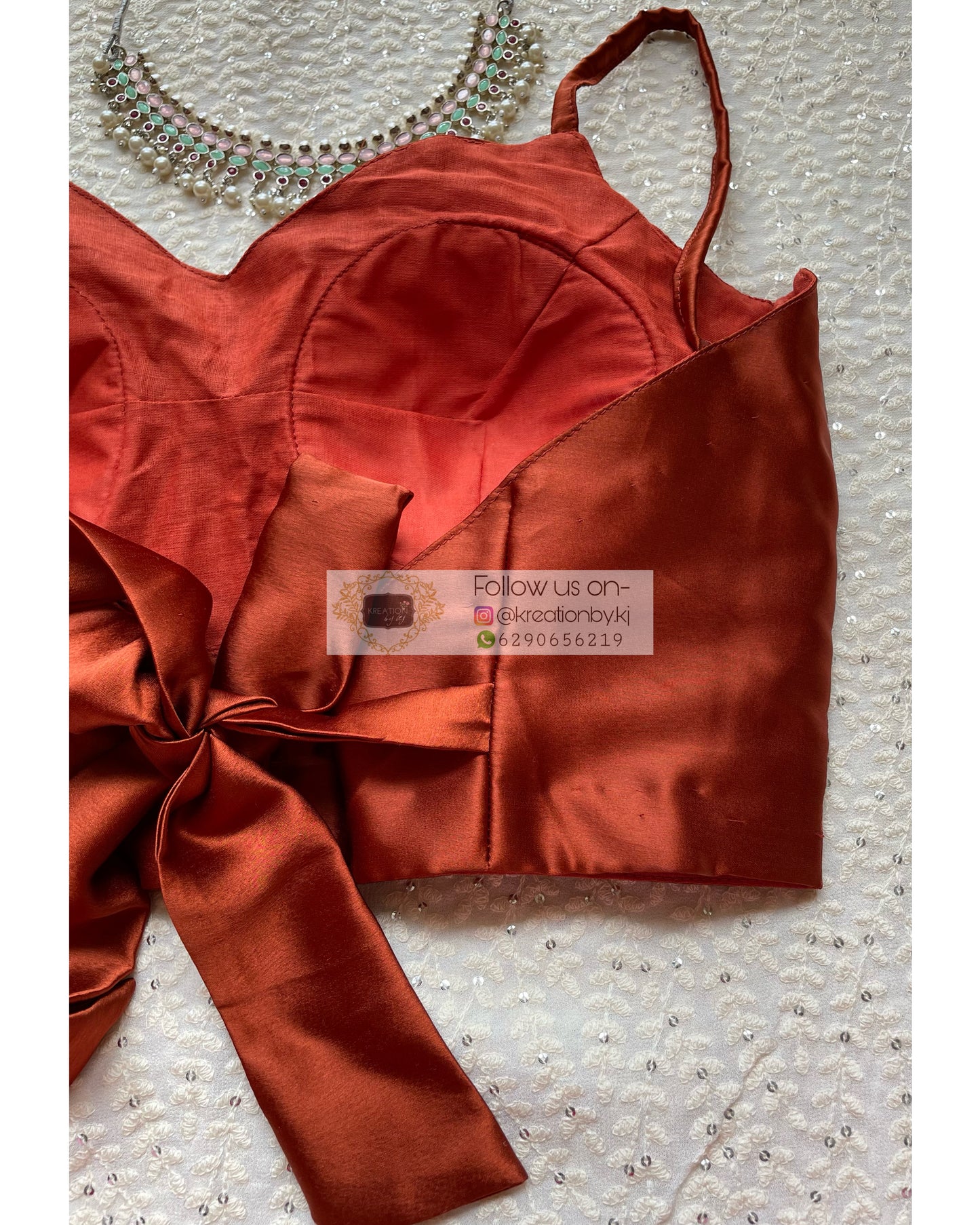 Rust Brown Strappy Blouse - kreationbykj