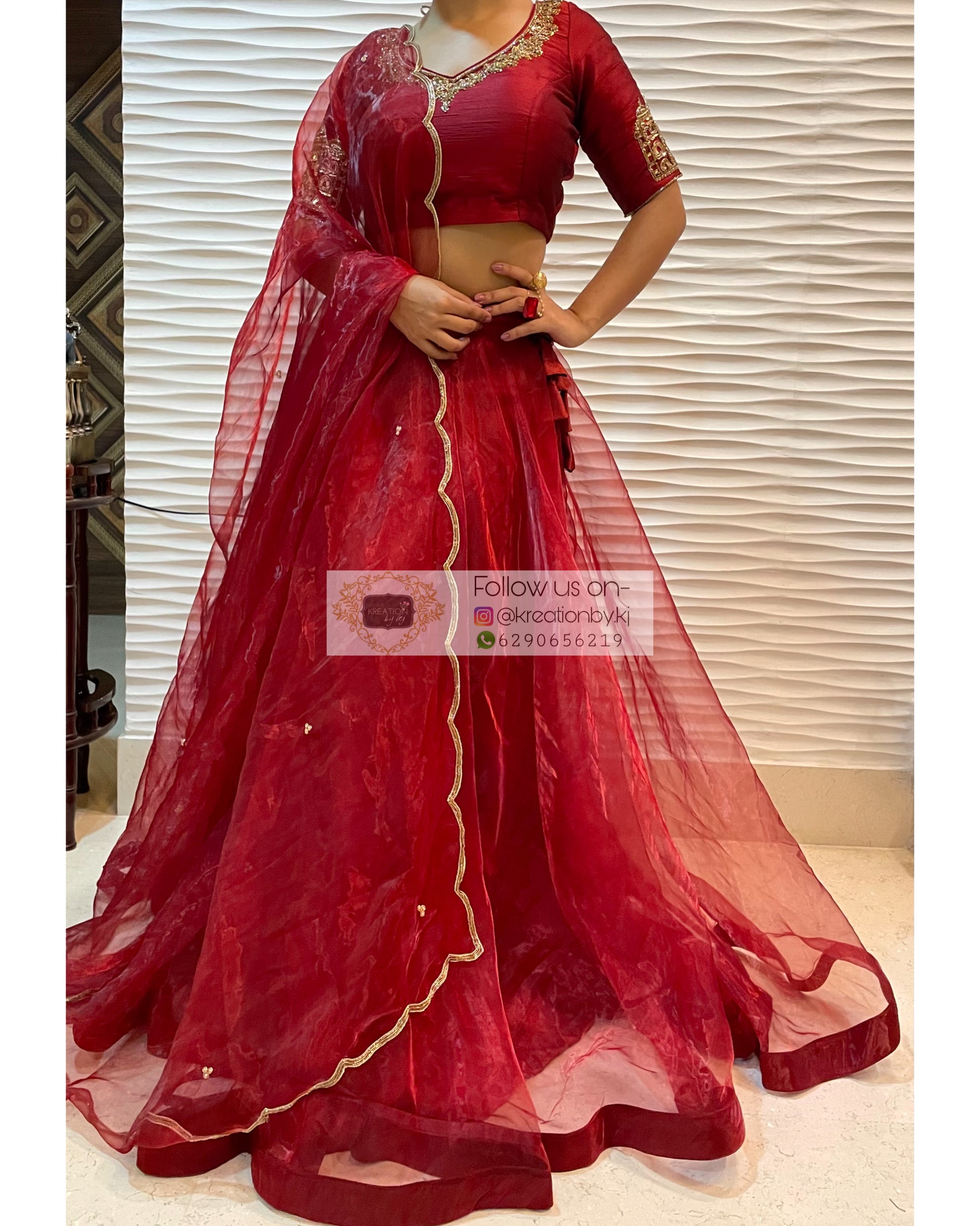 Red Noor Lehenga - kreationbykj