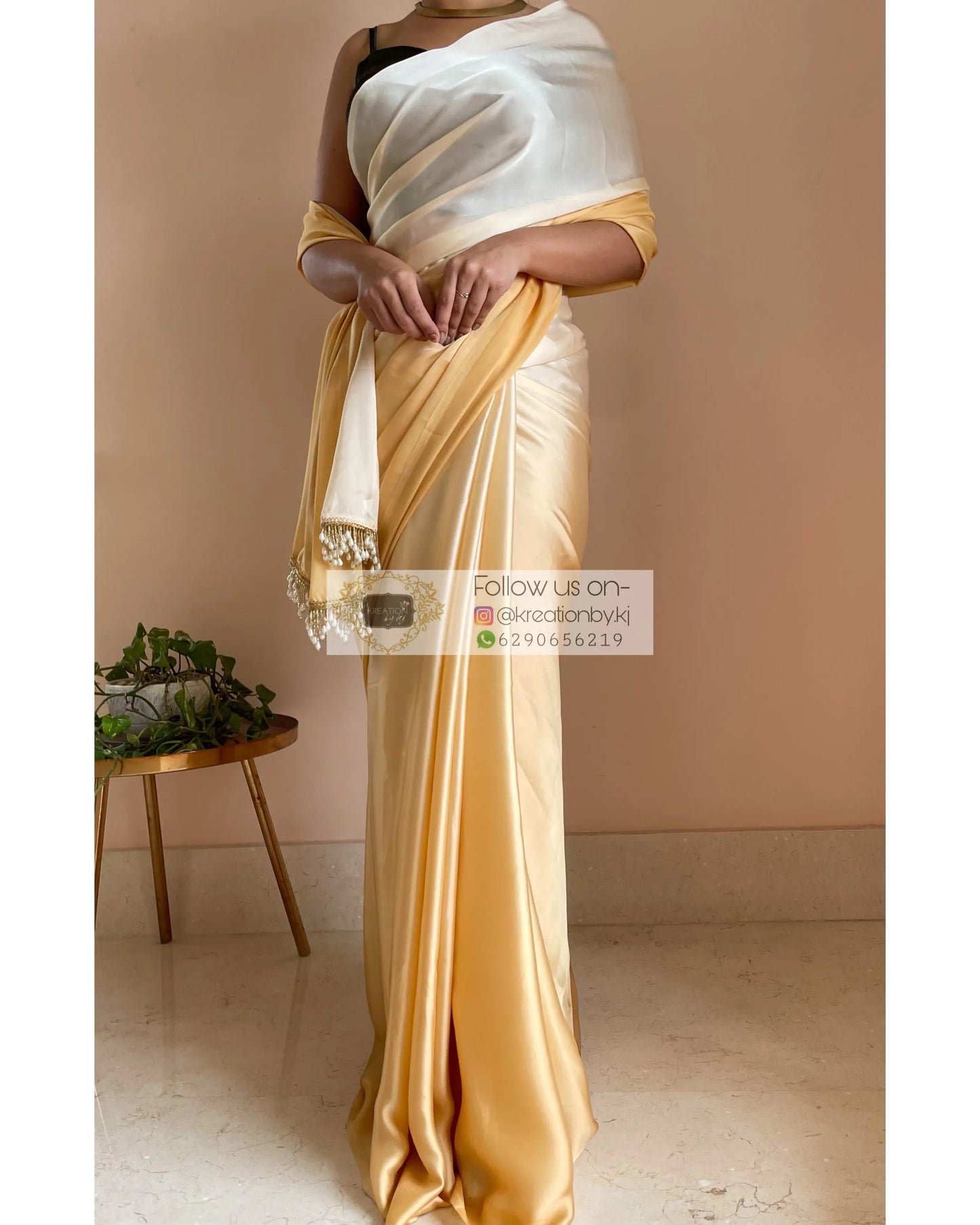 Peeli Dhoop Ombré Crepe Silk Saree With Handmade Tassels on Pallu - kreationbykj