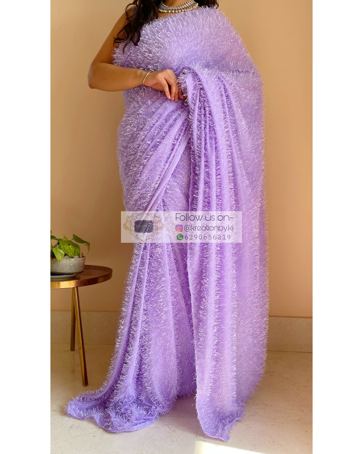 Lavender Liza Fur Saree - kreationbykj