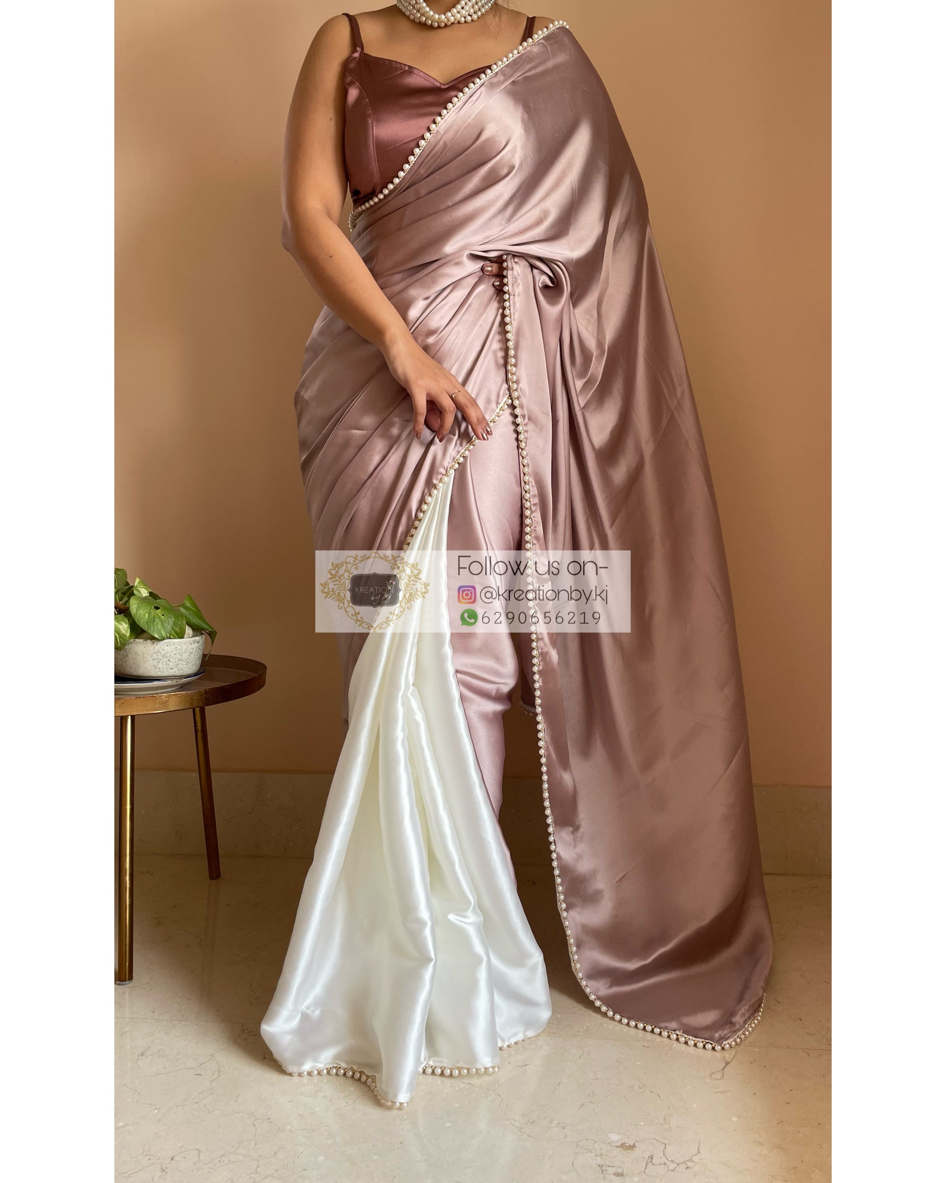 Lilac Rhapsody Two in One Satin Saree - kreationbykj