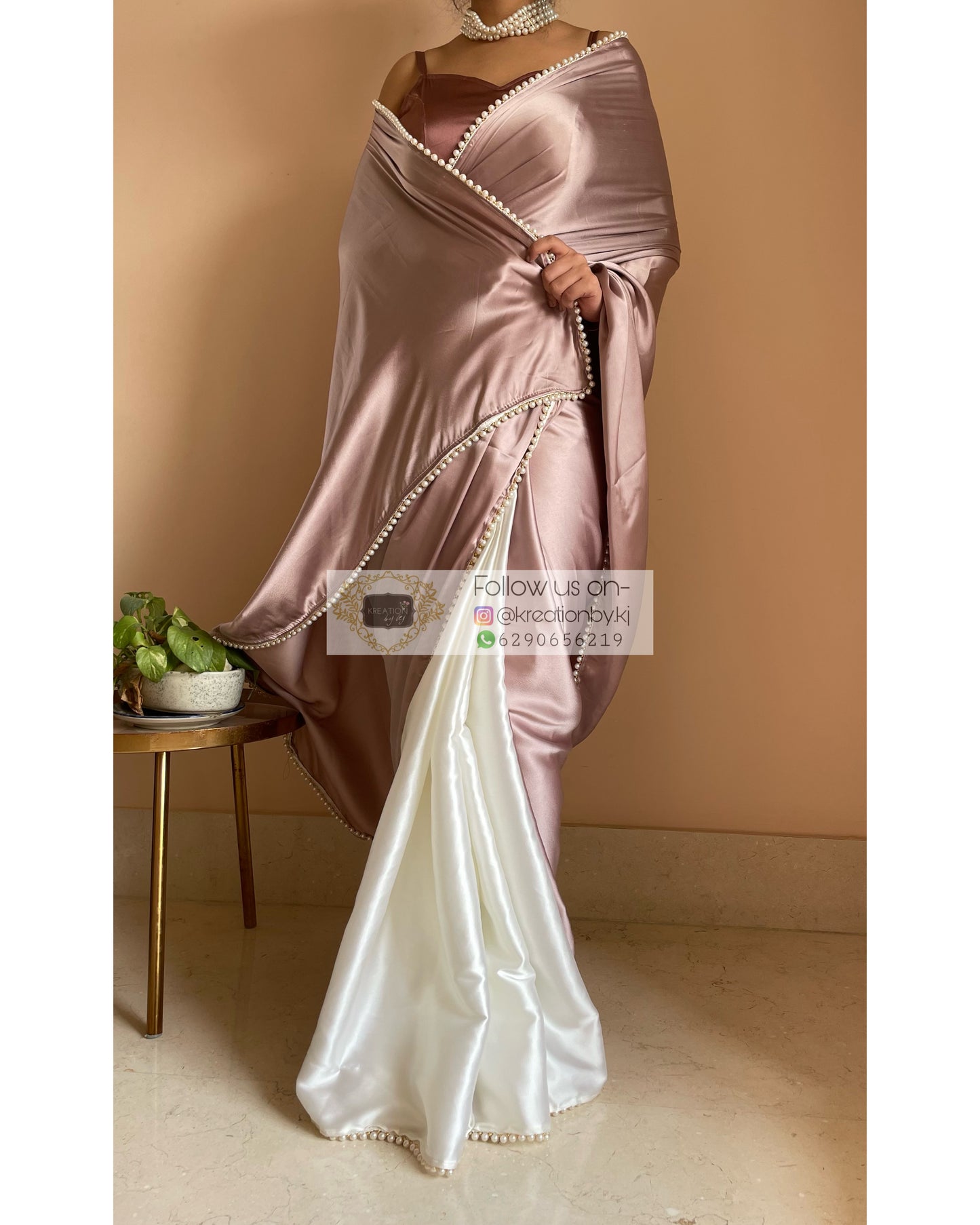 Lilac Rhapsody Two in One Satin Saree - kreationbykj