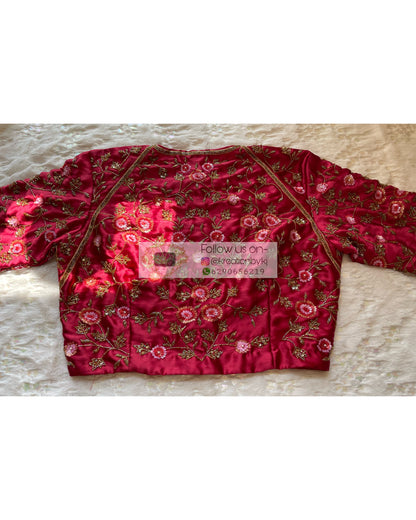 Maroon Rose Blouse Piece - kreationbykj