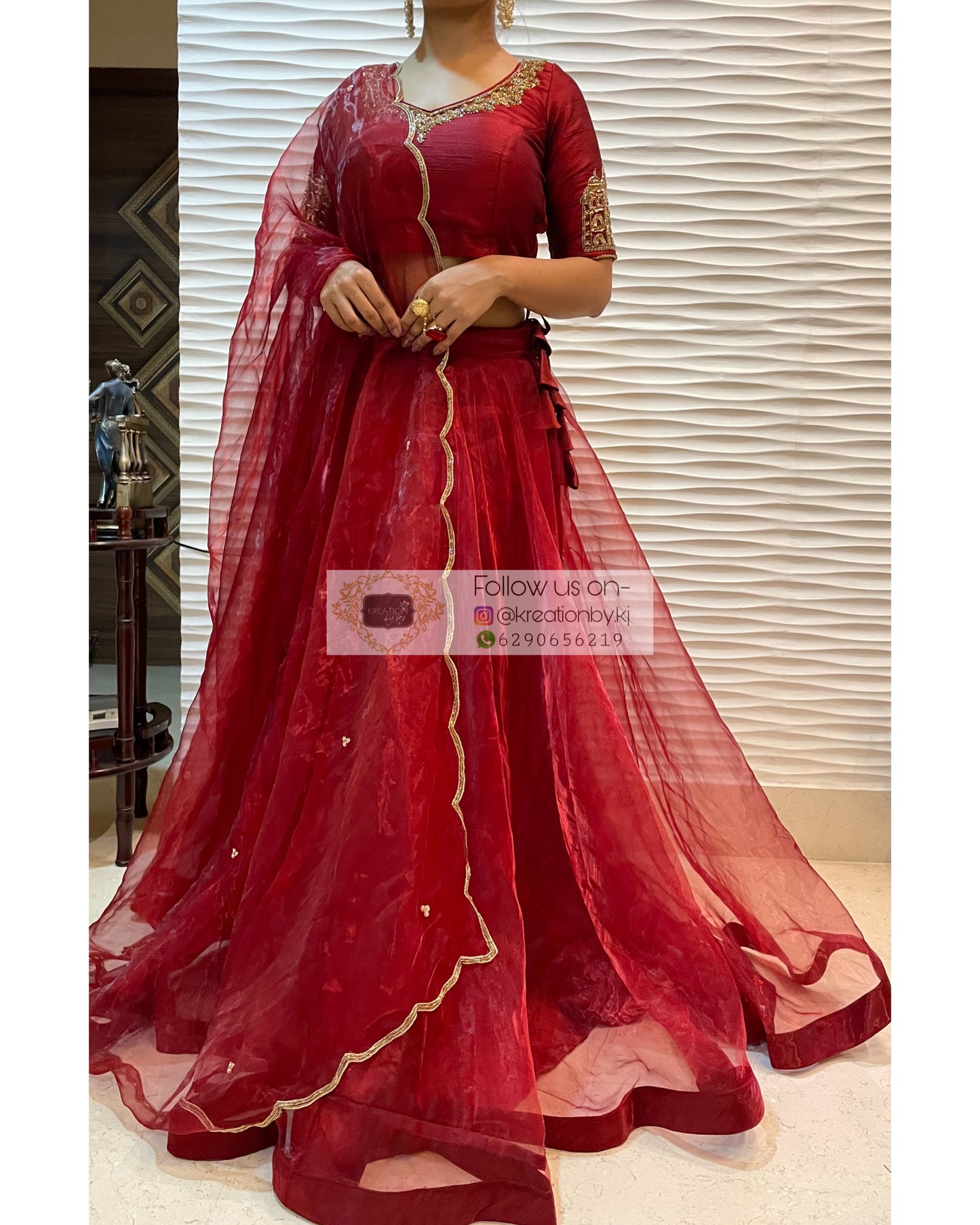 Red Noor Lehenga - kreationbykj