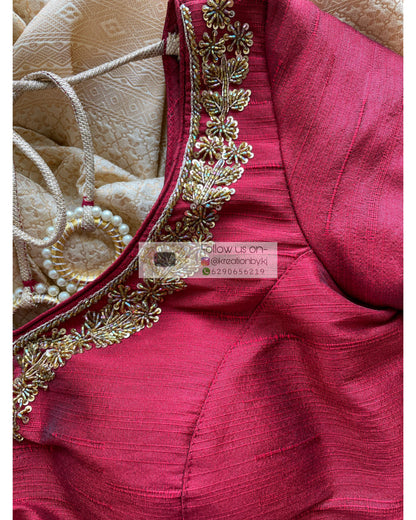 Maroon Taj Mahal Blouse Piece - kreationbykj