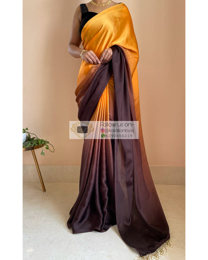 Desert Dreams Ombré Crepe Silk Saree With Handmade Tassels on Pallu - kreationbykj