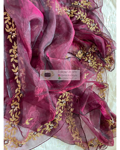 Purple Wine Chandani Dupatta - kreationbykj