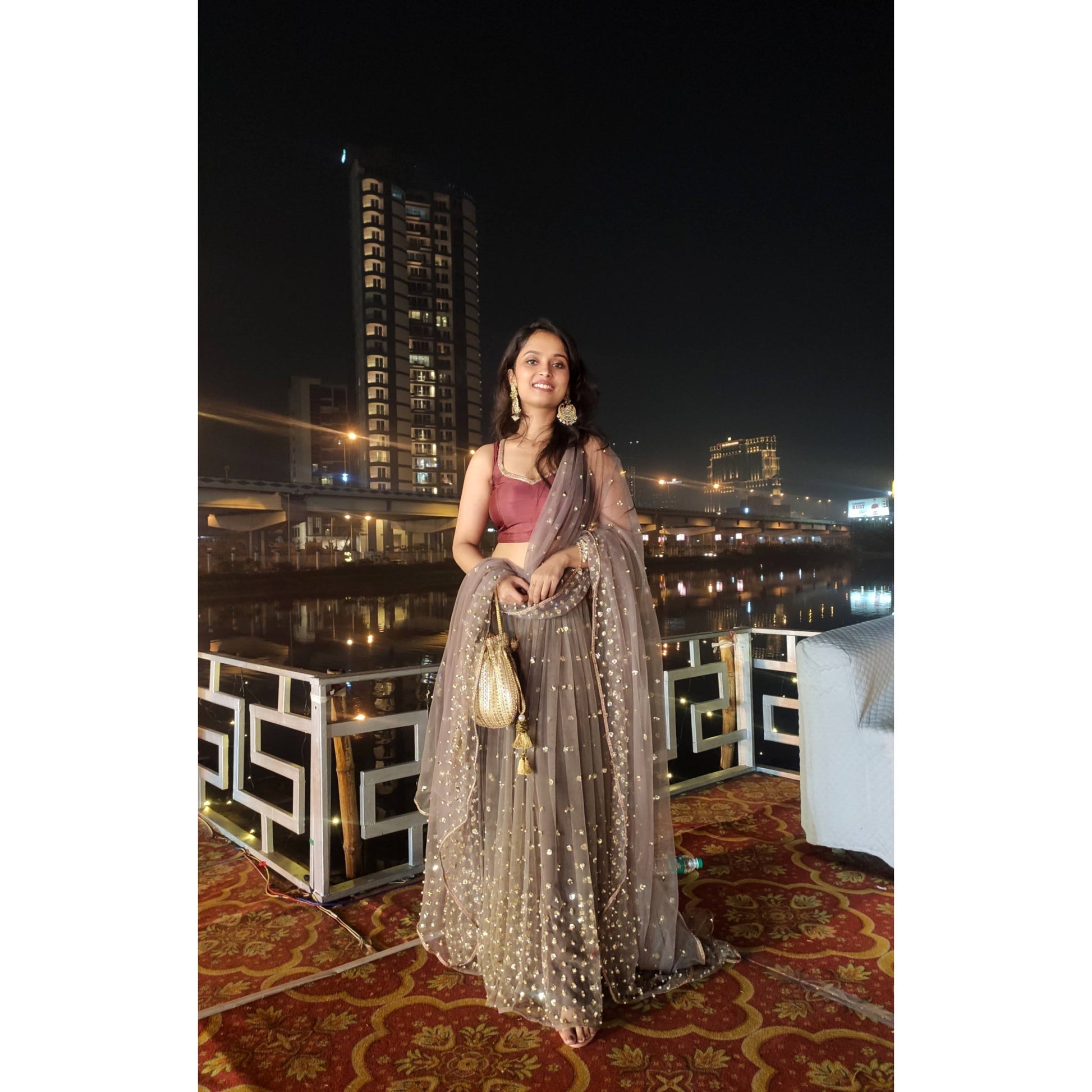 City of Stars Chocolate Lehenga - kreationbykj