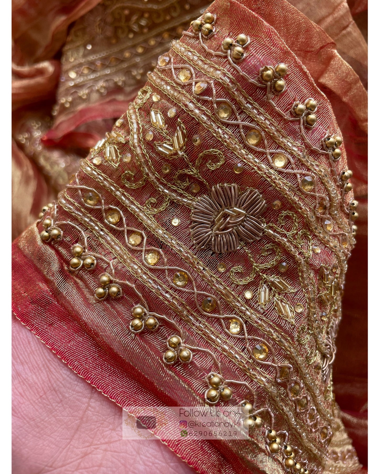 Copper Zari Tissue Zarina Saree - kreationbykj