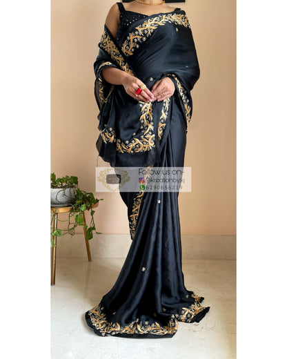 Black Resham Saree - kreationbykj