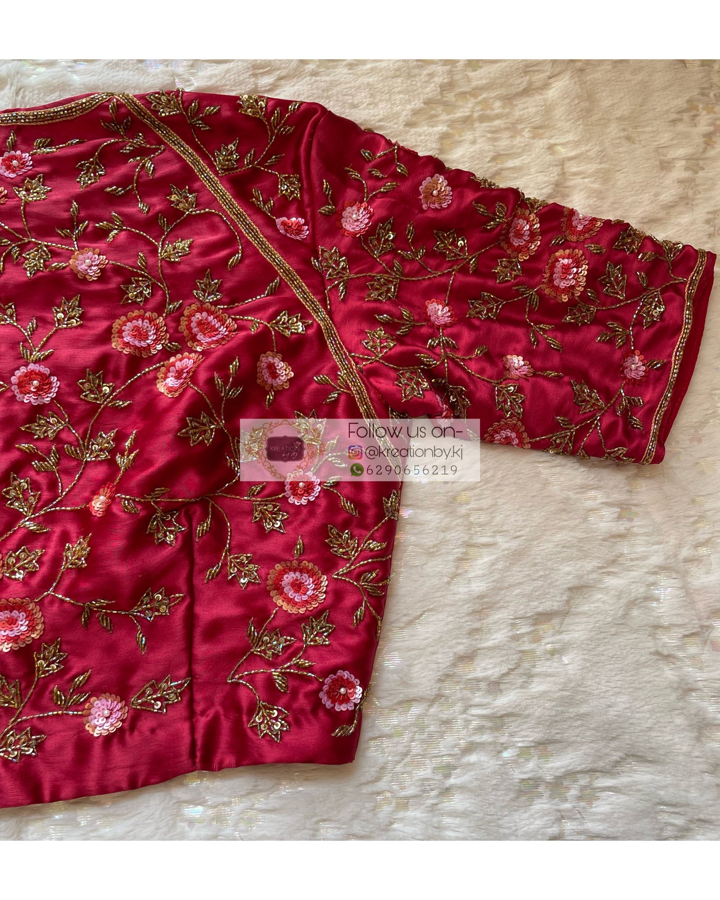 Maroon Rose Blouse Piece - kreationbykj