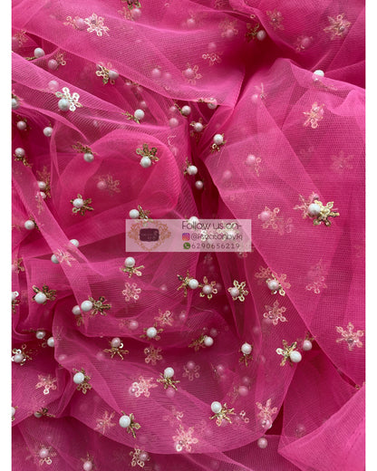 Jugnoo Pink Net Saree - kreationbykj