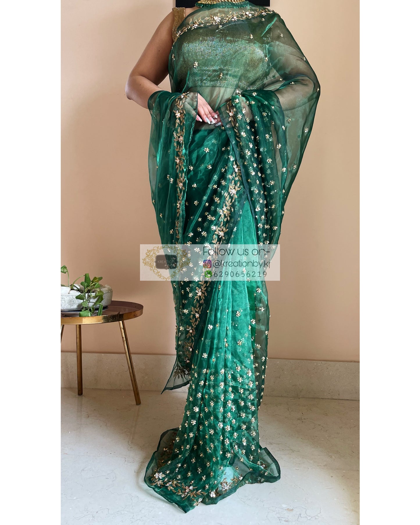 Forest Green Badan pe Sitaare Saree - kreationbykj