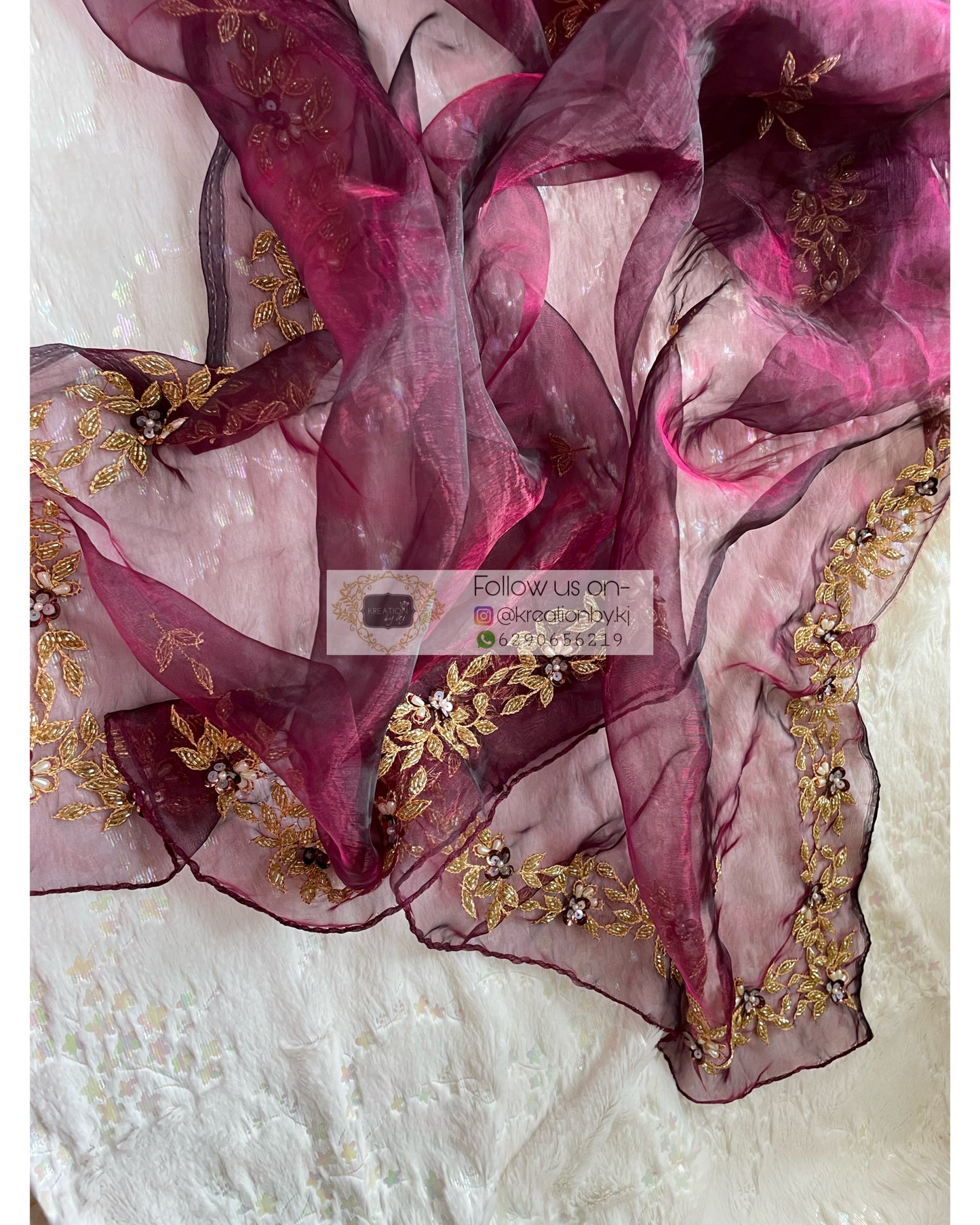 Purple Wine Chandani Dupatta - kreationbykj