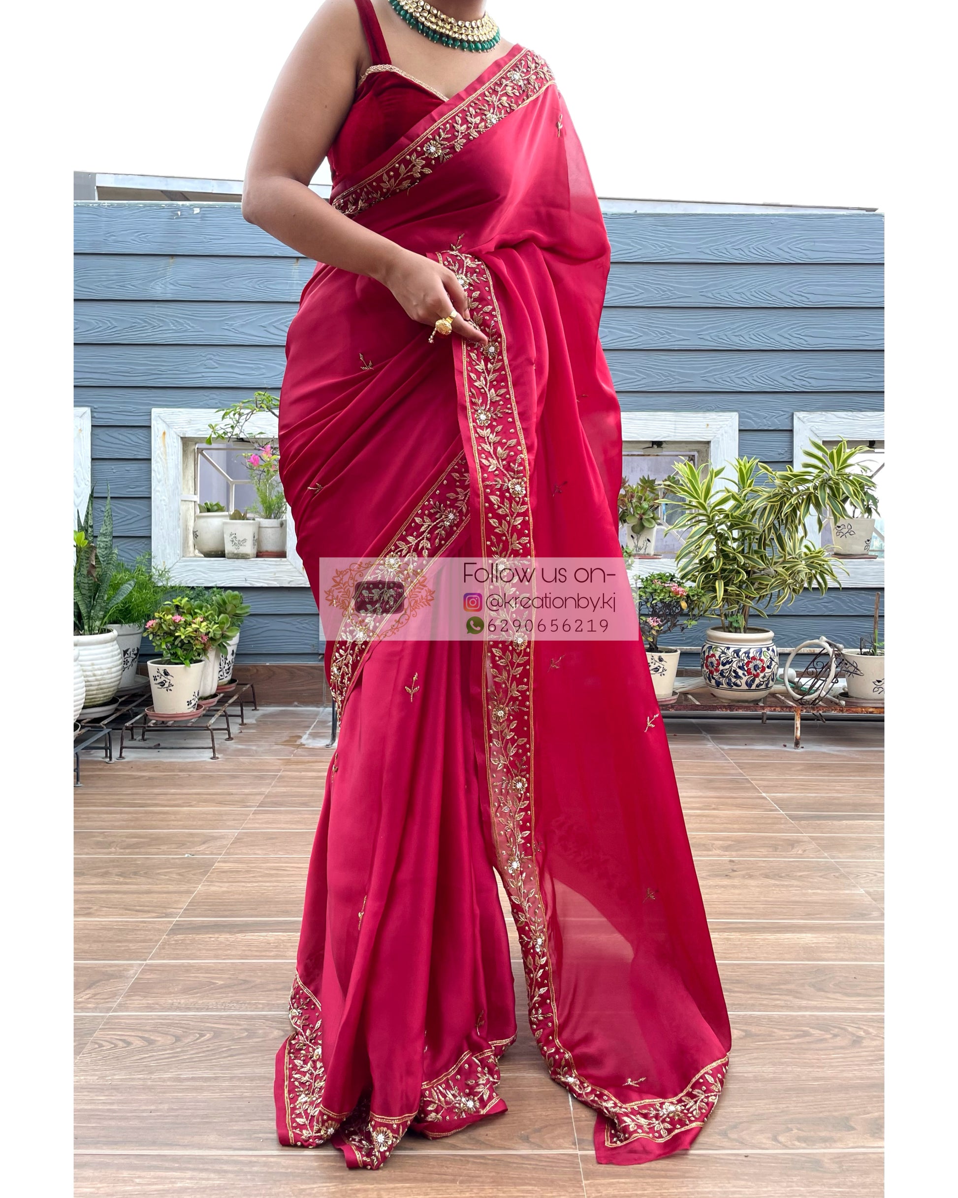 Anaya Maroon Crepe Saree - kreationbykj