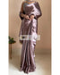 Dusty Mauve Satin Silk Saree With Handmade Tassels on Pallu - kreationbykj