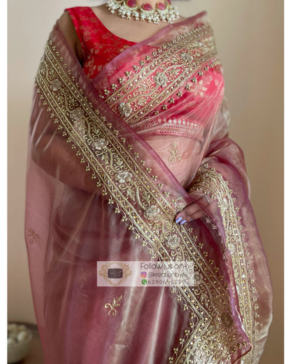 Rose Beige Zarina Saree - kreationbykj