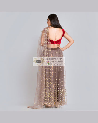 City of Stars Chocolate Lehenga - kreationbykj