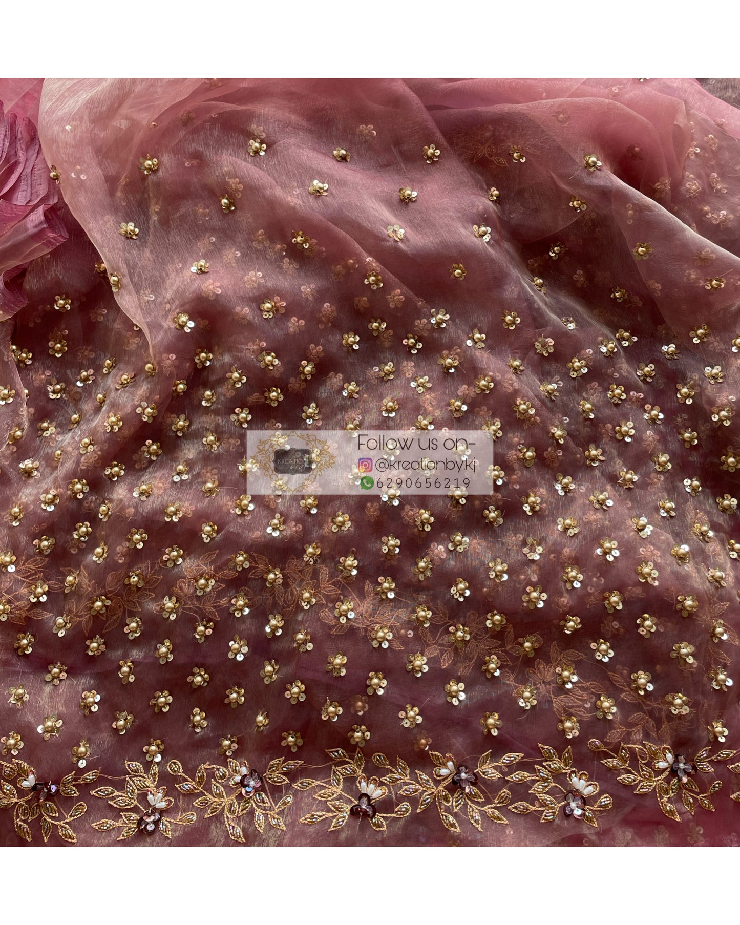 Rose Beige Badan pe Sitare Saree - kreationbykj