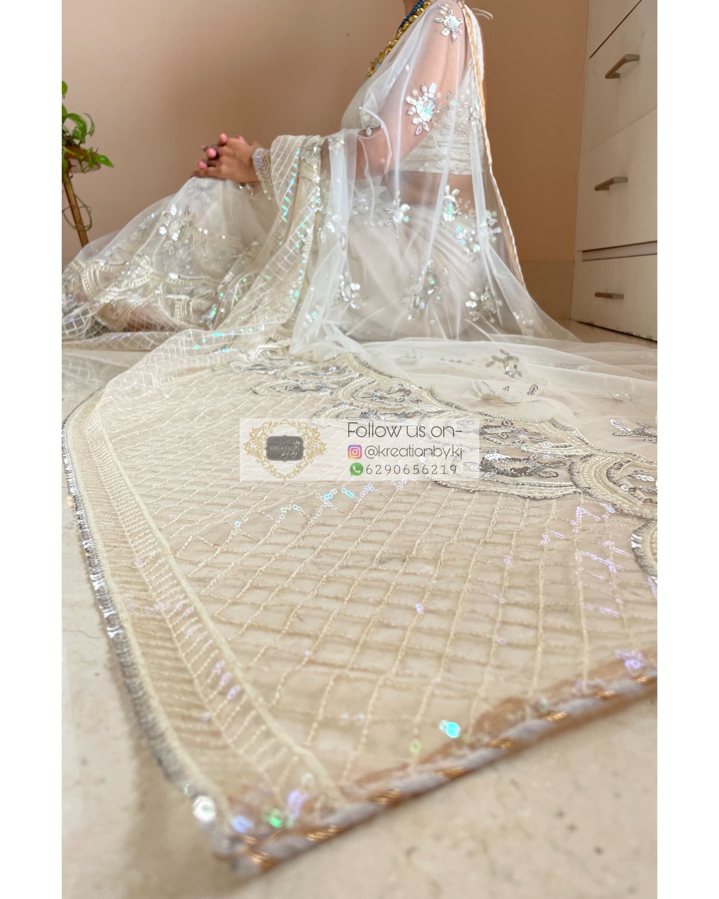 White Noor Net Saree - kreationbykj