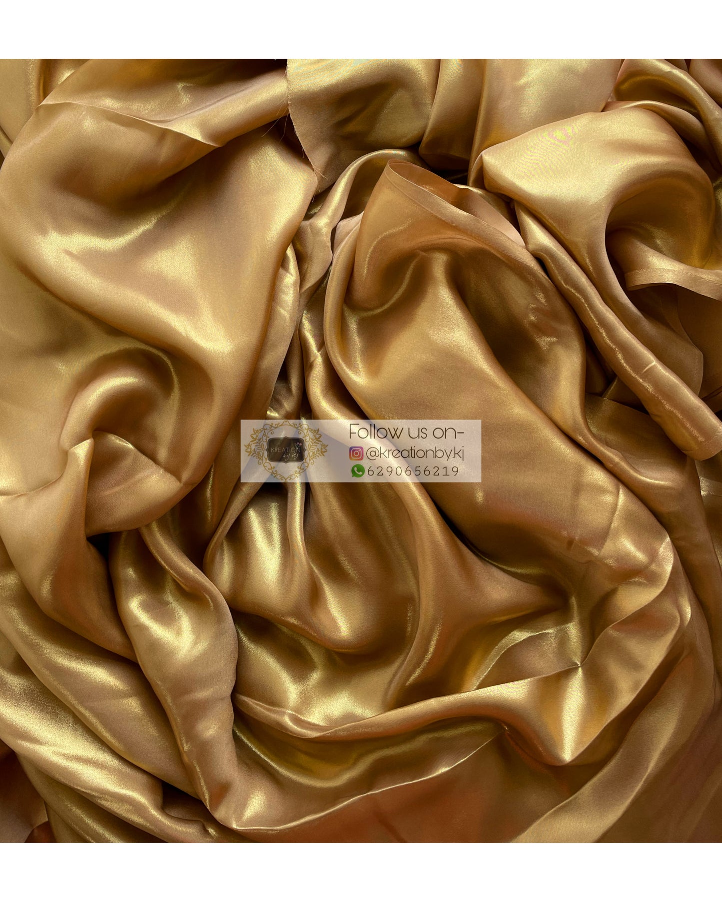 Molten Gold Shimmer Satin Saree - kreationbykj