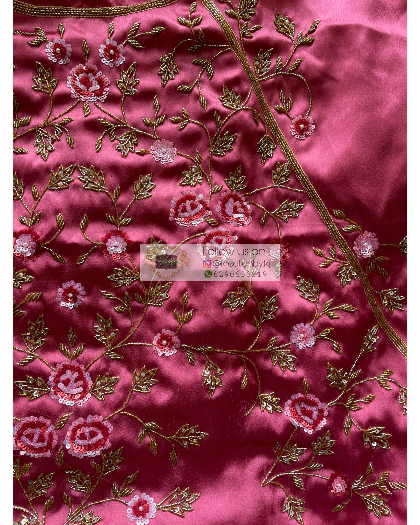 Remember the Roses Pink Glass Tissue Saree - kreationbykj