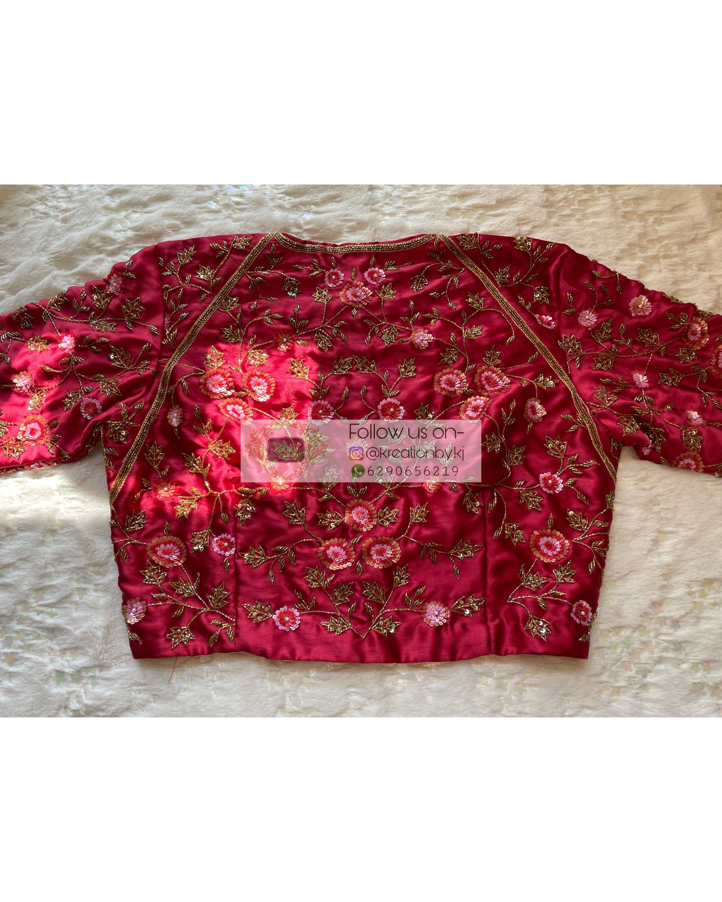 Maroon Rose Blouse Piece - kreationbykj