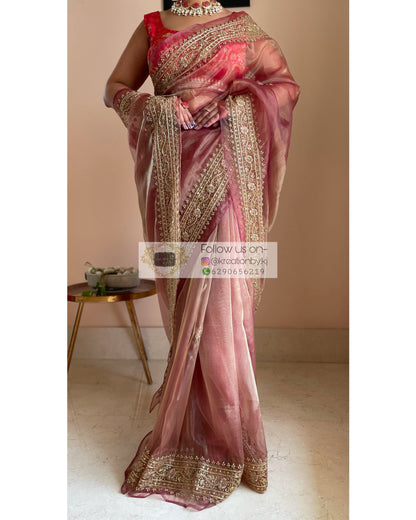 Rose Beige Zarina Saree - kreationbykj