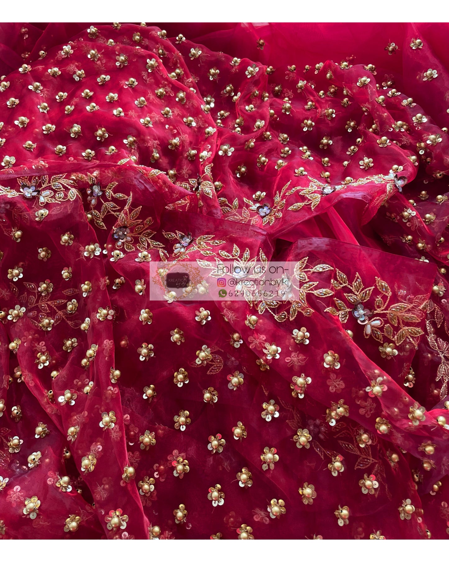 Red Badan pe Sitare Saree - kreationbykj