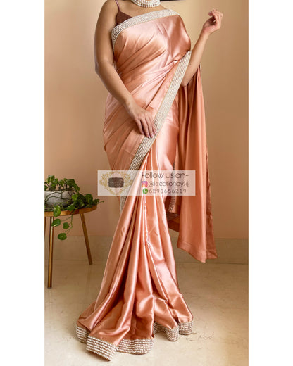 Caramel Mother of Pearl Saree - kreationbykj