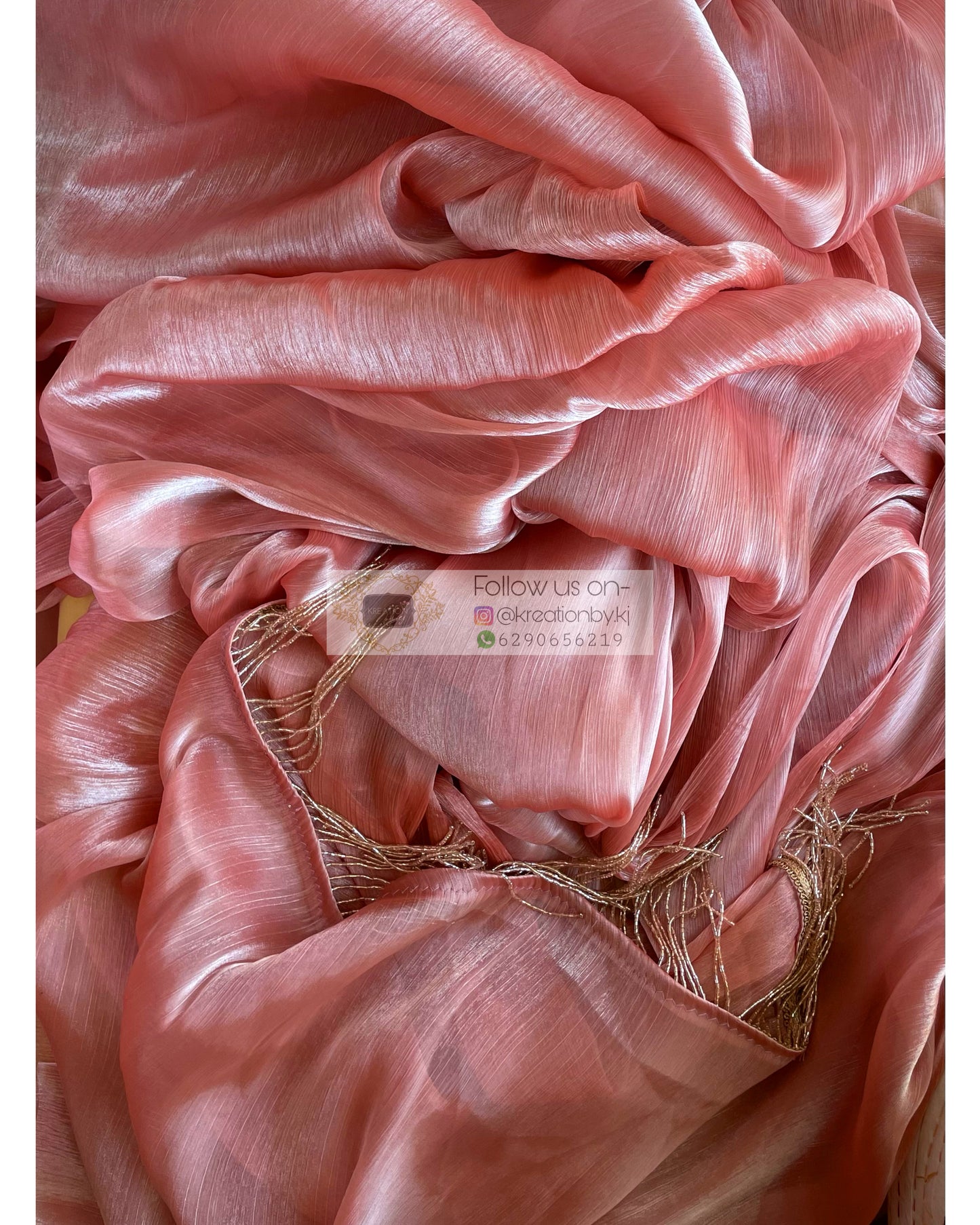 Peach Sorbet Glass Organza Saree - kreationbykj