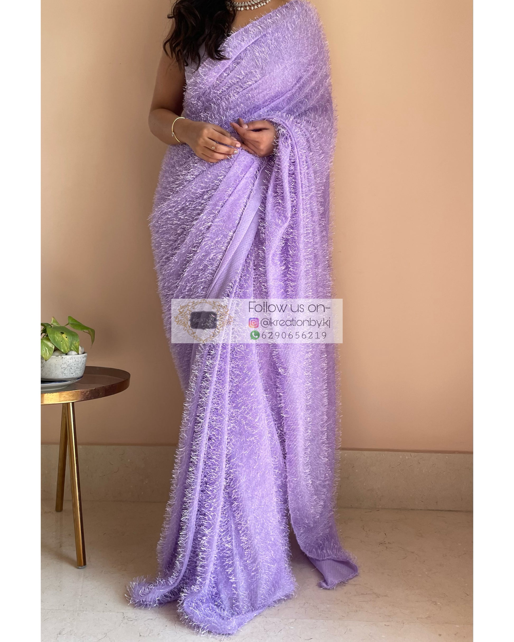 Lavender Liza Fur Saree - kreationbykj