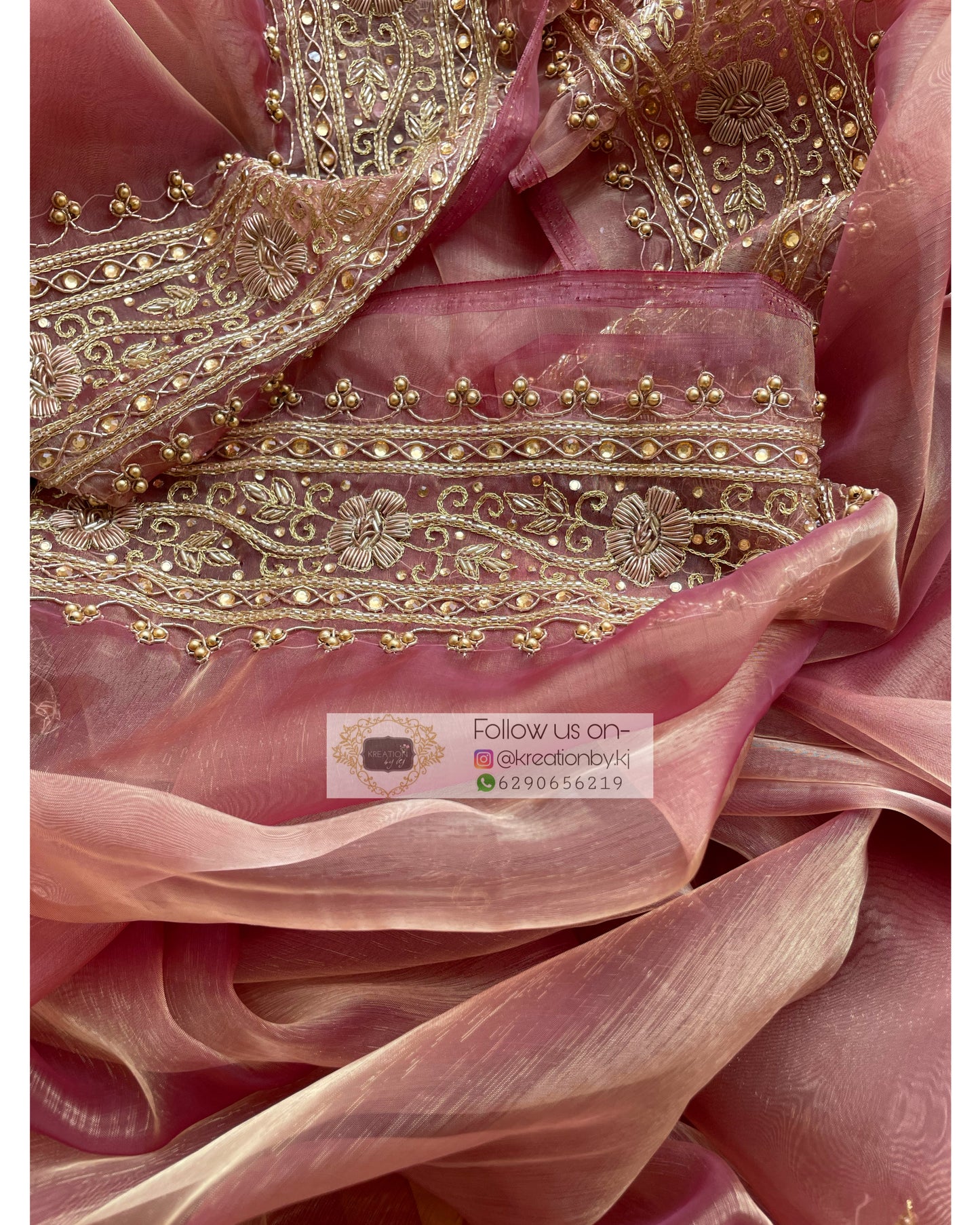 Rose Beige Zarina Saree - kreationbykj