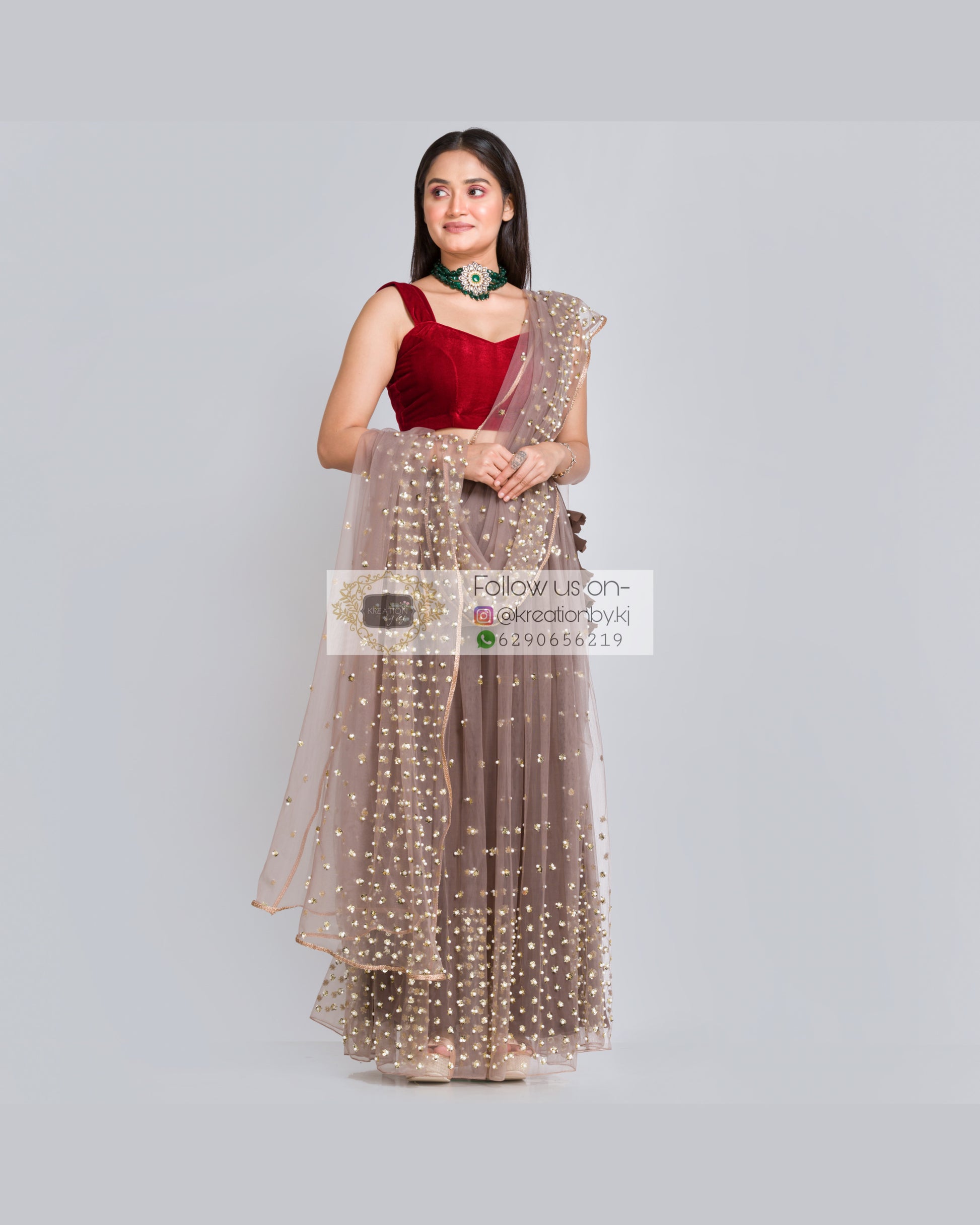 City of Stars Chocolate Lehenga - kreationbykj