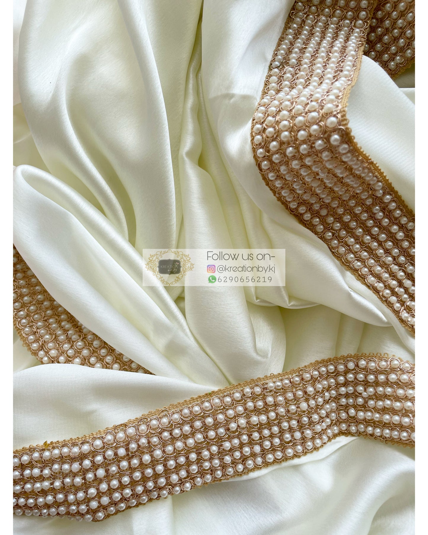 Cream Mother Of Pearl Saree - kreationbykj